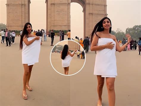 Kolkata model dances in towel at India Gate for International。